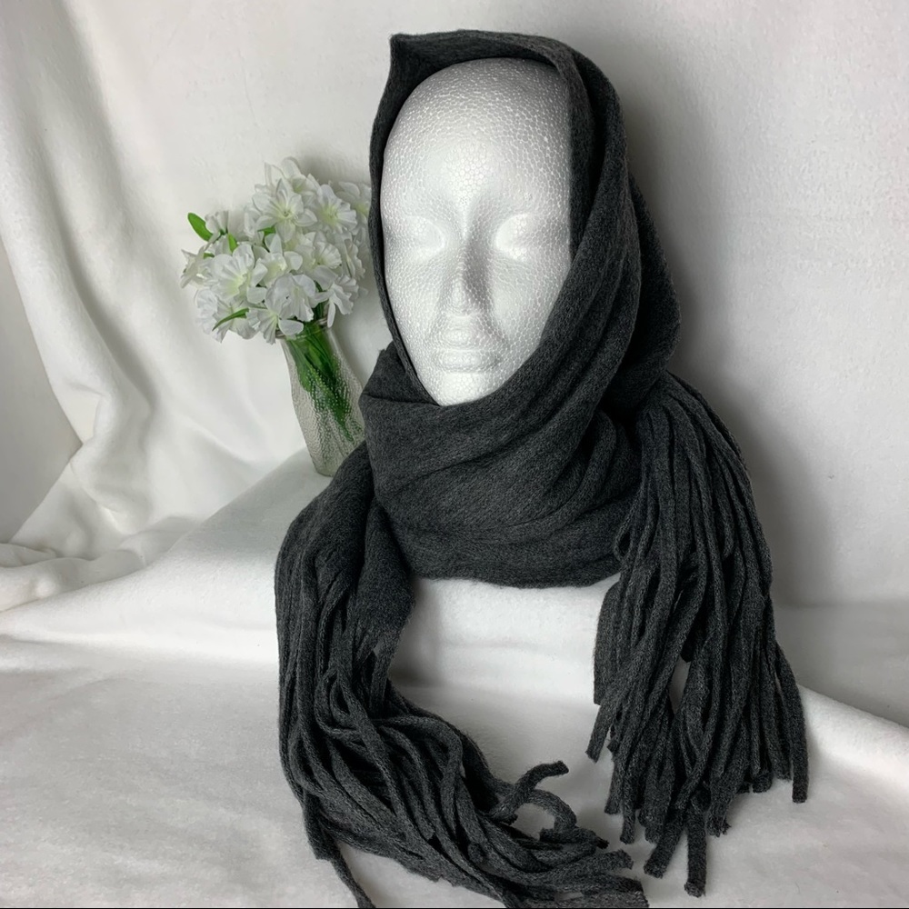 Lucky Brand Fringed Scarf Soft Brushed Gray NWT